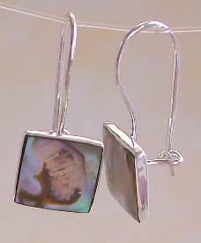 Wholesale seashell earring, sterling silver hook earring with abalone seashell