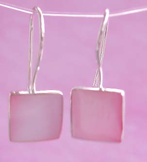 Wholesale earring catalog, square shape mother of pearl seashell inlaid sterling silver earring