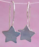 Wholesale teen earring, starling silver hook earring with star blue mother of pearl seashell